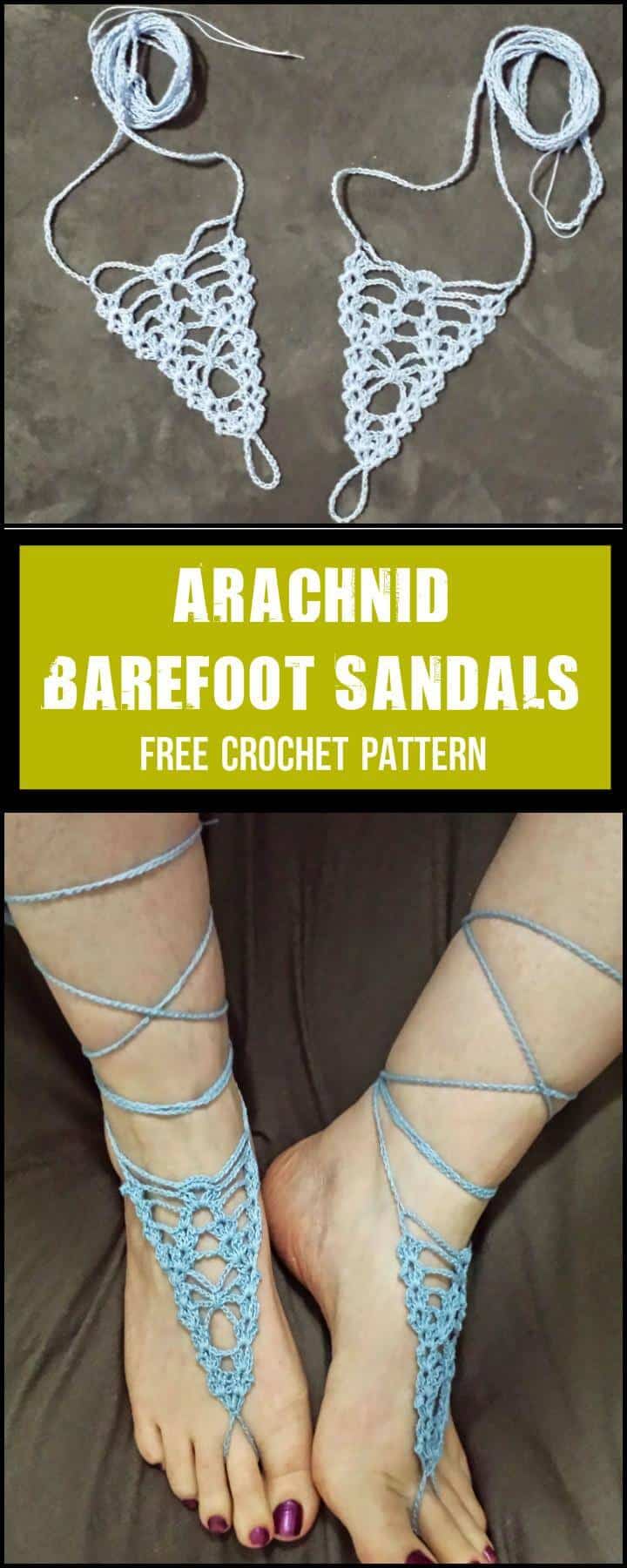 Sandalias arácnidas descalzas Patrón de ganchillo gratis